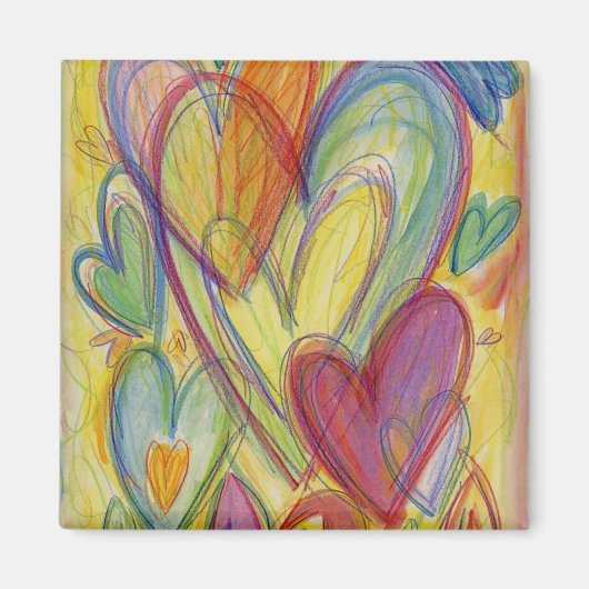 Rainbow Love Hearts Inspirerend Fridge Magnet (Voorkant)