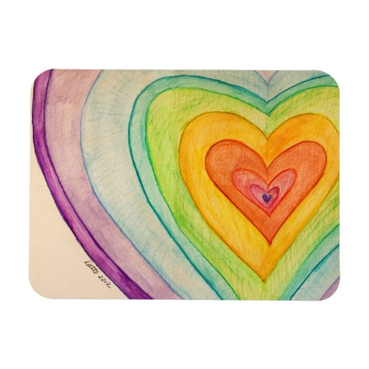 Rainbow Love Hearts Inspirerend Fridge Magnet Magneet (Horizontaal)