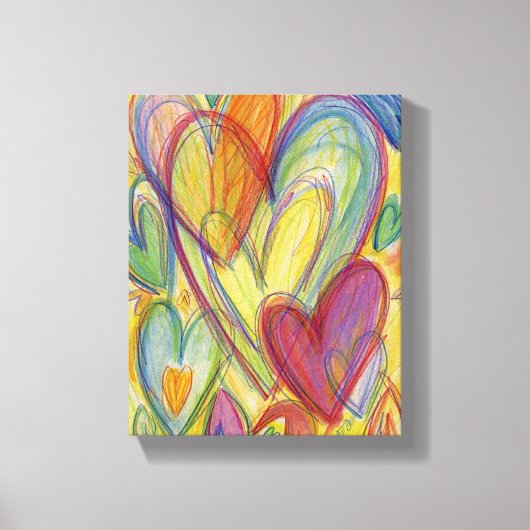 Rainbow Love Hearts schilder Canvas Art Print (Voorkant)