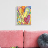 Rainbow Love Hearts schilder Canvas Art Print (Insitu (Woonkamer))