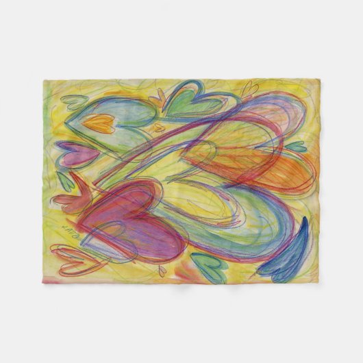 Rainbow Love Hearts Soft Fleece Throw Blankets (Voorkant (Horizontaal))