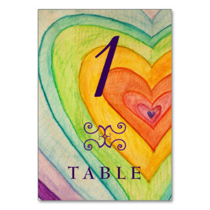 Rainbow Love Hecht Custom Table Number Card Kaart