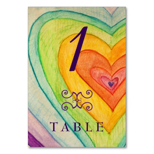 Rainbow Love Hecht Custom Table Number Card Kaart (Achterkant)