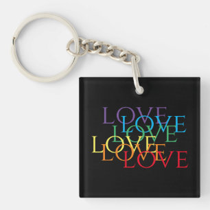RAINBOW LOVE II Acryl Vierkante Sleutelhanger