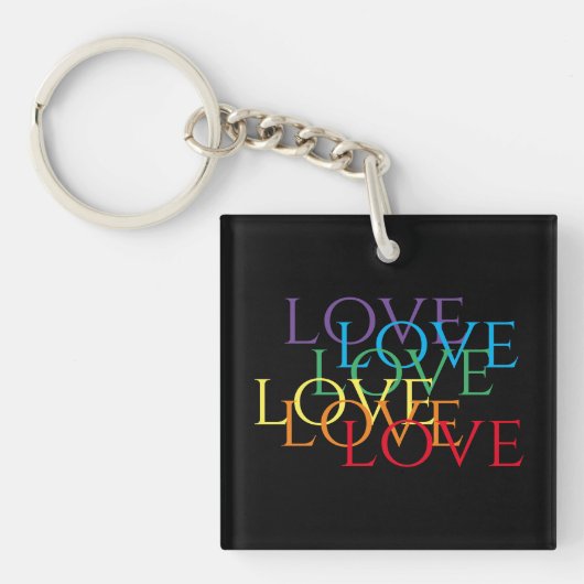 RAINBOW LOVE II Acryl Vierkante Sleutelhanger (Voorkant)