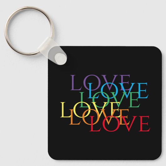 RAINBOW LOVE II Aluminium Vierkante Sleutelhanger (Voorkant)