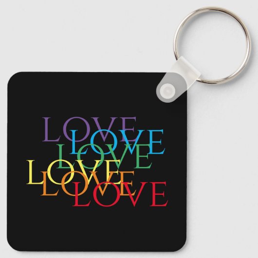 RAINBOW LOVE II Aluminium Vierkante Sleutelhanger (Achterkant)