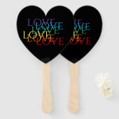RAINBOW LOVE II Heart Shape Hand Fan Handwaaier (Voorkant en achterkant)