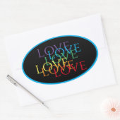 RAINBOW LOVE II Ovale Stickers / Blauw (Envelop)