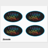 RAINBOW LOVE II Ovale Stickers / Blauw (Vel)