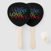 RAINBOW LOVE II Paddle Shape Hand Fan Handwaaier (Voorkant en achterkant)