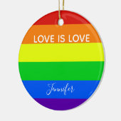 Rainbow Love is Love Custom Gay Pride Keramisch Ornament (Links)