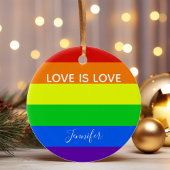 Rainbow Love is Love Custom Gay Pride Keramisch Ornament