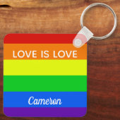 Rainbow Love is Love Gay Pride Custom LGBTQ Sleutelhanger (Achterkant)