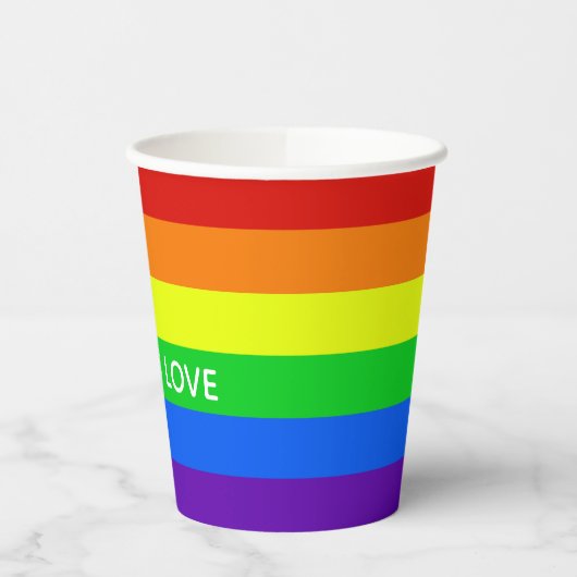 Rainbow Love is Love Gay Pride LGBTQ Party Papieren Bekers (Links)