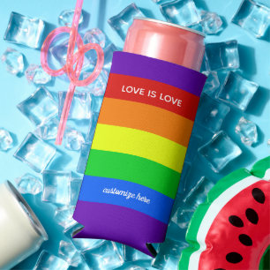 Rainbow Love is Love Gay Pride Parade Custom LGBT Seltzer Blikjeskoeler