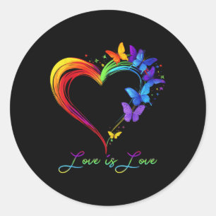 Rainbow Love Is Love LHBT Gay Lesbian Pride Butter Ronde Sticker