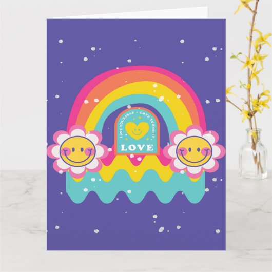 Rainbow Love jezelf Kaart (Gele Bloem)