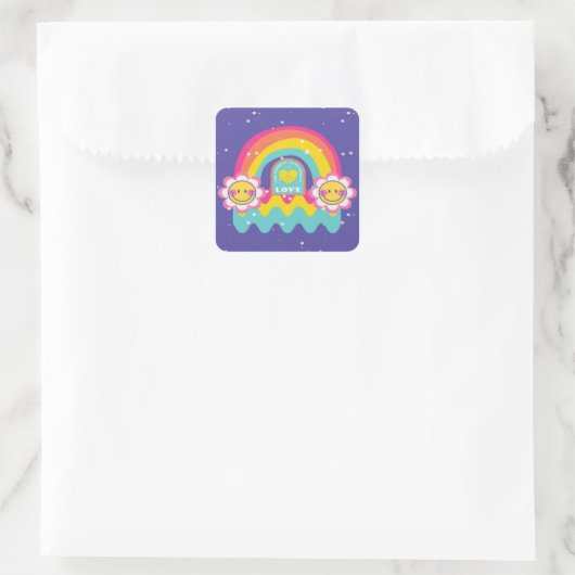Rainbow Love jezelf Vierkante Sticker (Tas)