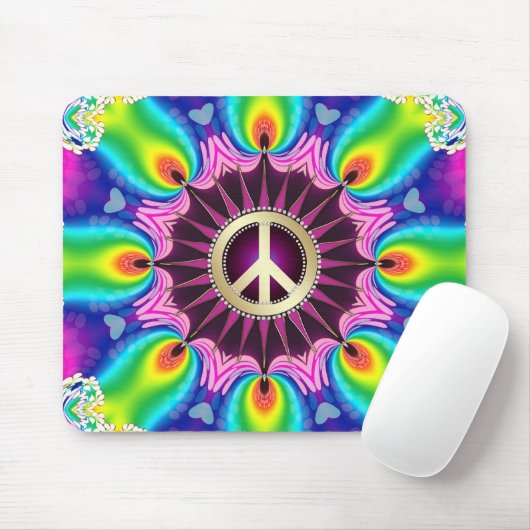 Rainbow Love Light Peace Sign Mousepad Muismat (Met muis)