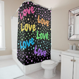 Rainbow Love, Love and Stippen Shower Curtain Douchegordijn