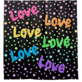 Rainbow Love, Love and Stippen Shower Curtain Douchegordijn (Voorkant)