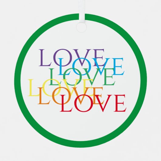 RAINBOW LOVE Metal Circle Ornament - Groen (Voorkant)