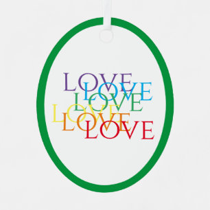 RAINBOW LOVE Metal Ovaal Ornament - Groen