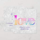 Rainbow Love on Wedding Satin Invitation Kaart (Voorkant / Achterkant)