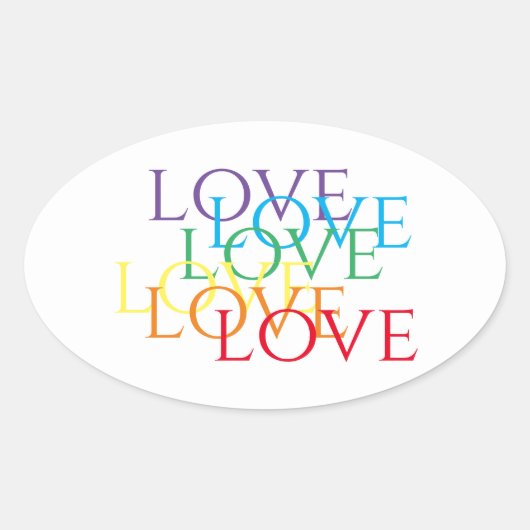 RAINBOW LOVE Ovale Stickers (Voorkant)