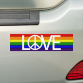 Rainbow Love Peace Sign Bumpersticker (Op auto)