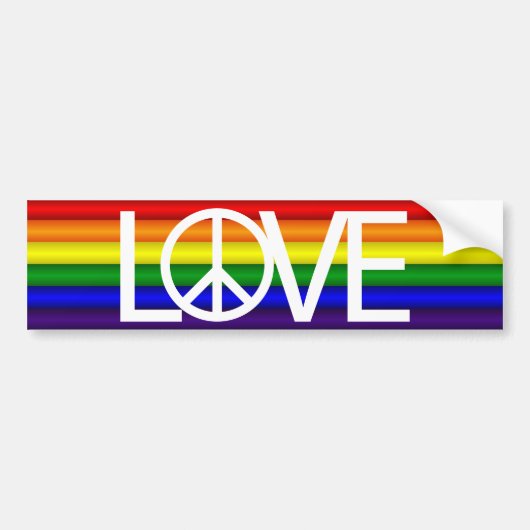 Rainbow Love Peace Sign Bumpersticker (Voorkant)