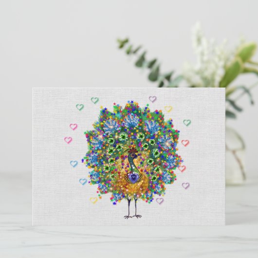 Rainbow Love Peacock Kaart (Staand voorkant)