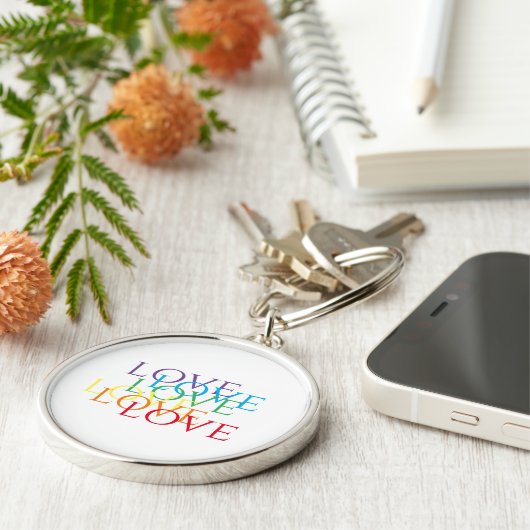 RAINBOW LOVE Premium Round Sleutelhanger (Zijkant)