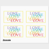 RAINBOW LOVE Rechthoek Stickers / Geel (Vel)