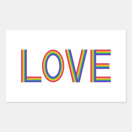 Rainbow Love Rechthoekige Sticker (Voorkant)