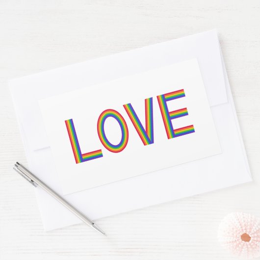 Rainbow Love Rechthoekige Sticker (Envelop)