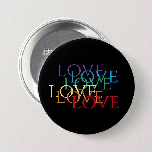 RAINBOW LOVE Round Button - zwart (Voorkant /achterkant)