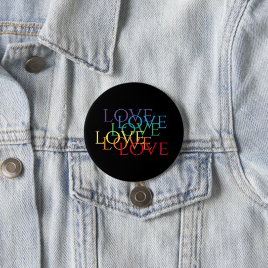 RAINBOW LOVE Round Button - zwart (In situ)