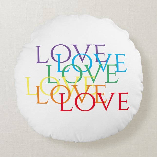 RAINBOW LOVE Round Pillow Rond Kussen (Voorkant)