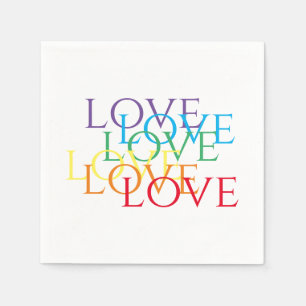 RAINBOW LOVE Standard Cocktail Paper Napkins Servet