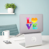 Rainbow Love Sticker (Laptop op bureau)
