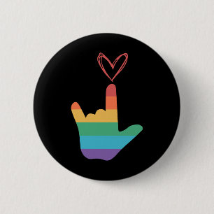 Rainbow Love Symbool Doof Ronde Button 5,7 Cm