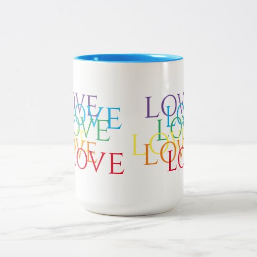 RAINBOW LOVE Tall Blue Two-Tone Mok (Center)
