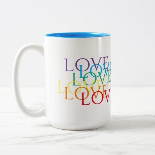 RAINBOW LOVE Tall Blue Two-Tone Mok (Links)