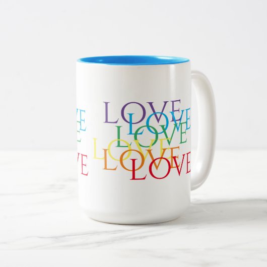 RAINBOW LOVE Tall Blue Two-Tone Mok (Voorkant rechts)