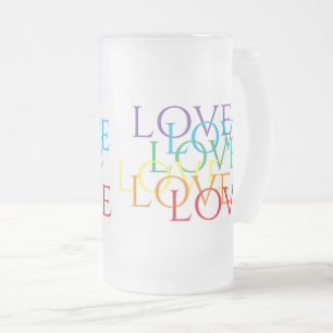 RAINBOW LOVE Tall Frosted Glass Mok
