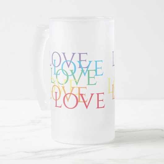 RAINBOW LOVE Tall Frosted Glass Mok (Voorkant links)