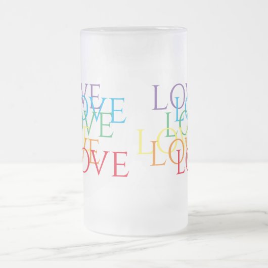 RAINBOW LOVE Tall Frosted Glass Mok (Center)