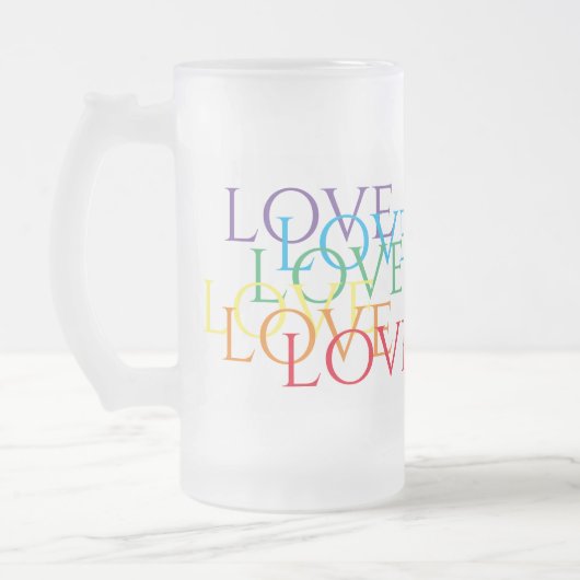 RAINBOW LOVE Tall Frosted Glass Mok (Links)